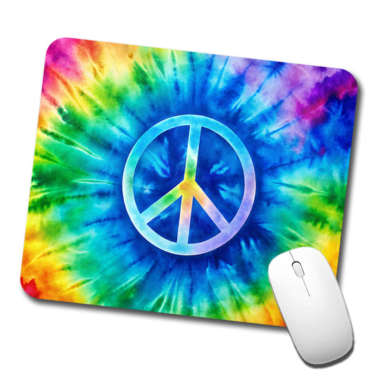 Peace Symbol Rainbow Hippie Tie Dye Background Low Profile Mouse Pad Mat