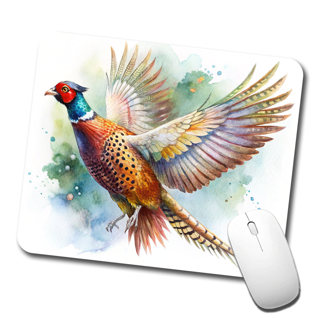 Pheasant In Flight Watercolor Low Profile Mouse Pad Mat