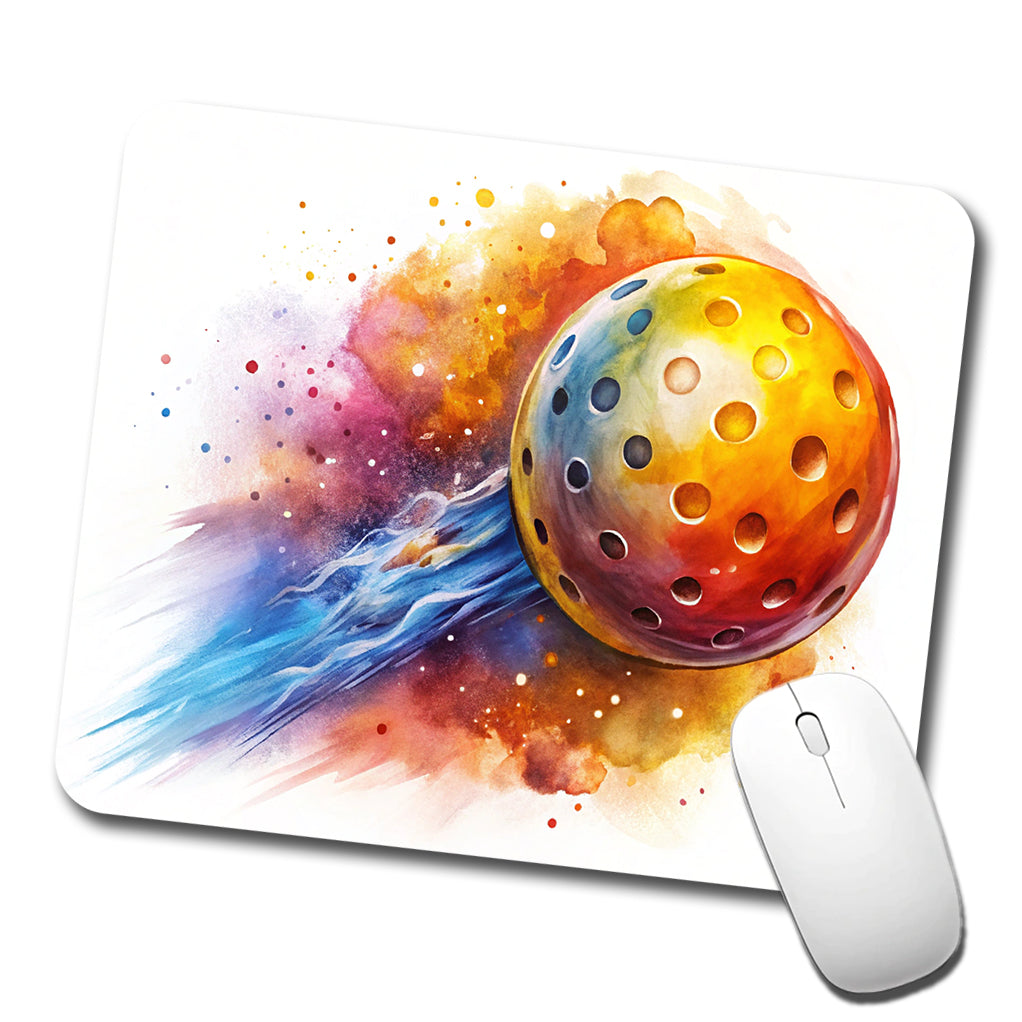 Pickleball Ball Rocketing Through The Air Watercolor Low Profile Mouse Pad Mat