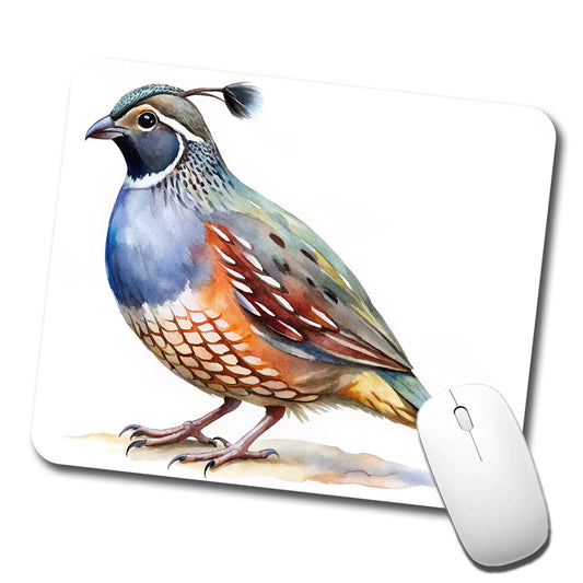 Quail Watercolor Low Profile Mouse Pad Mat