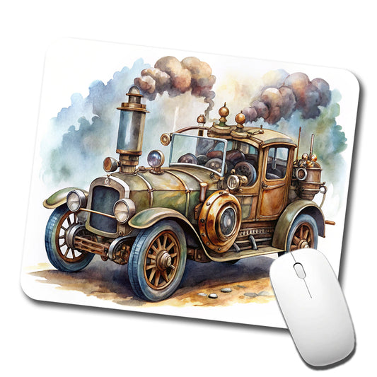 Steampunk Retro Fantasy Sci-fi Car Watercolor Low Profile Mouse Pad Mat
