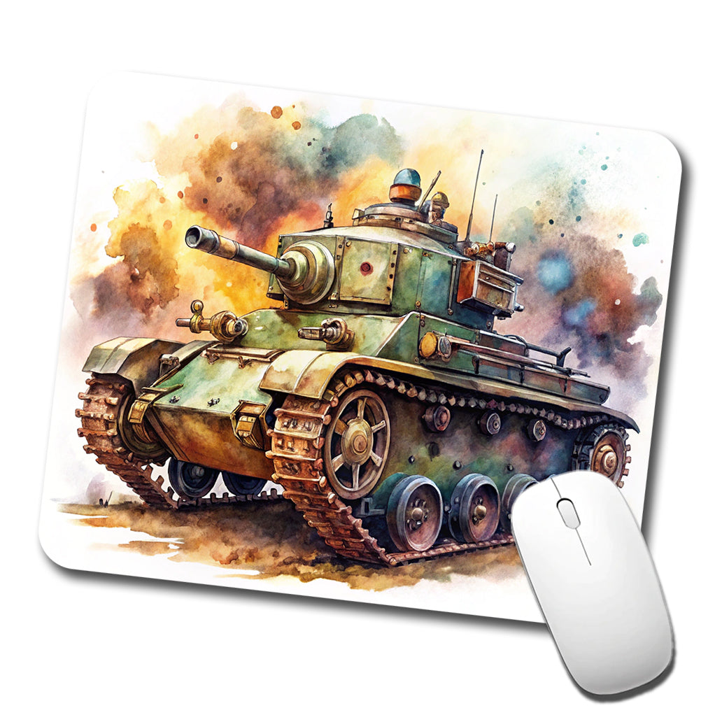 Steampunk Tank Fantasy Sci-fi Watercolor Low Profile Mouse Pad Mat
