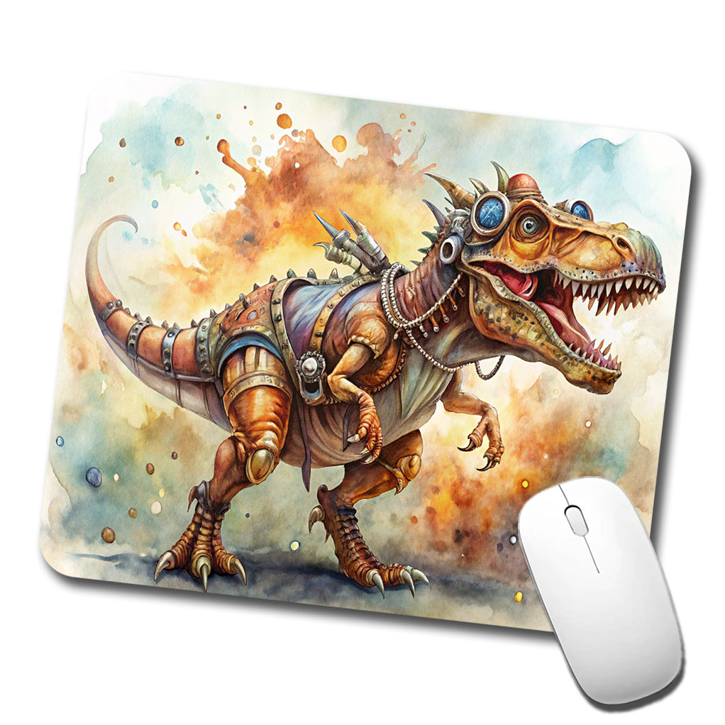 Steampunk T-Rex Dinosaur Fantasy Sci-fi Watercolor Low Profile Mouse Pad Mat