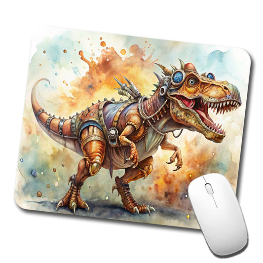 Steampunk T-Rex Dinosaur Fantasy Sci-fi Watercolor Low Profile Mouse Pad Mat
