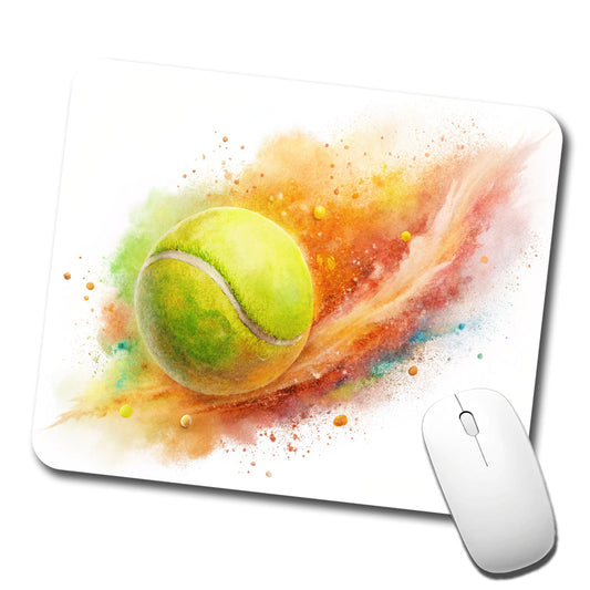 Tennis Ball Rocketing Through The Air Watercolor Low Profile Mouse Pad Mat