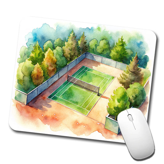 Tennis Court Watercolor Low Profile Mouse Pad Mat