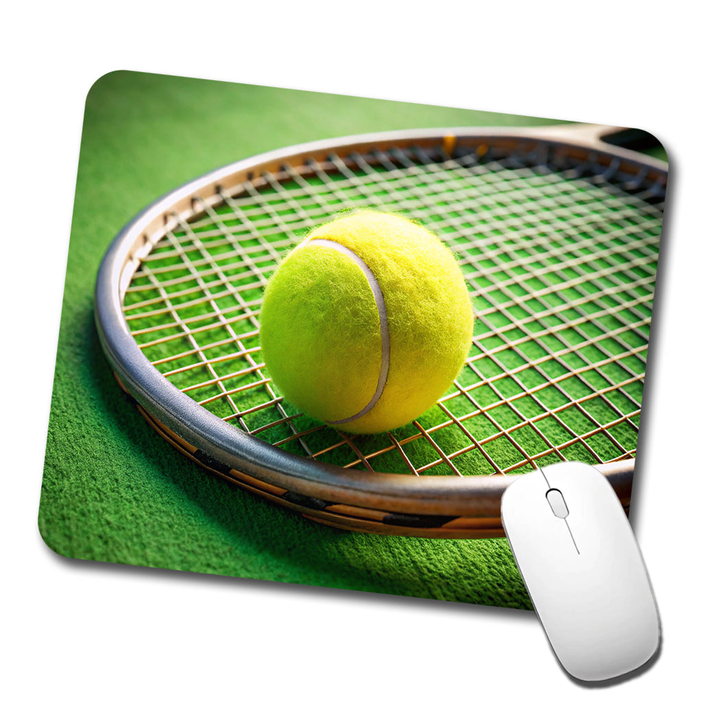 Tennis Racquet and Ball Close-up Low Profile Mouse Pad Mat