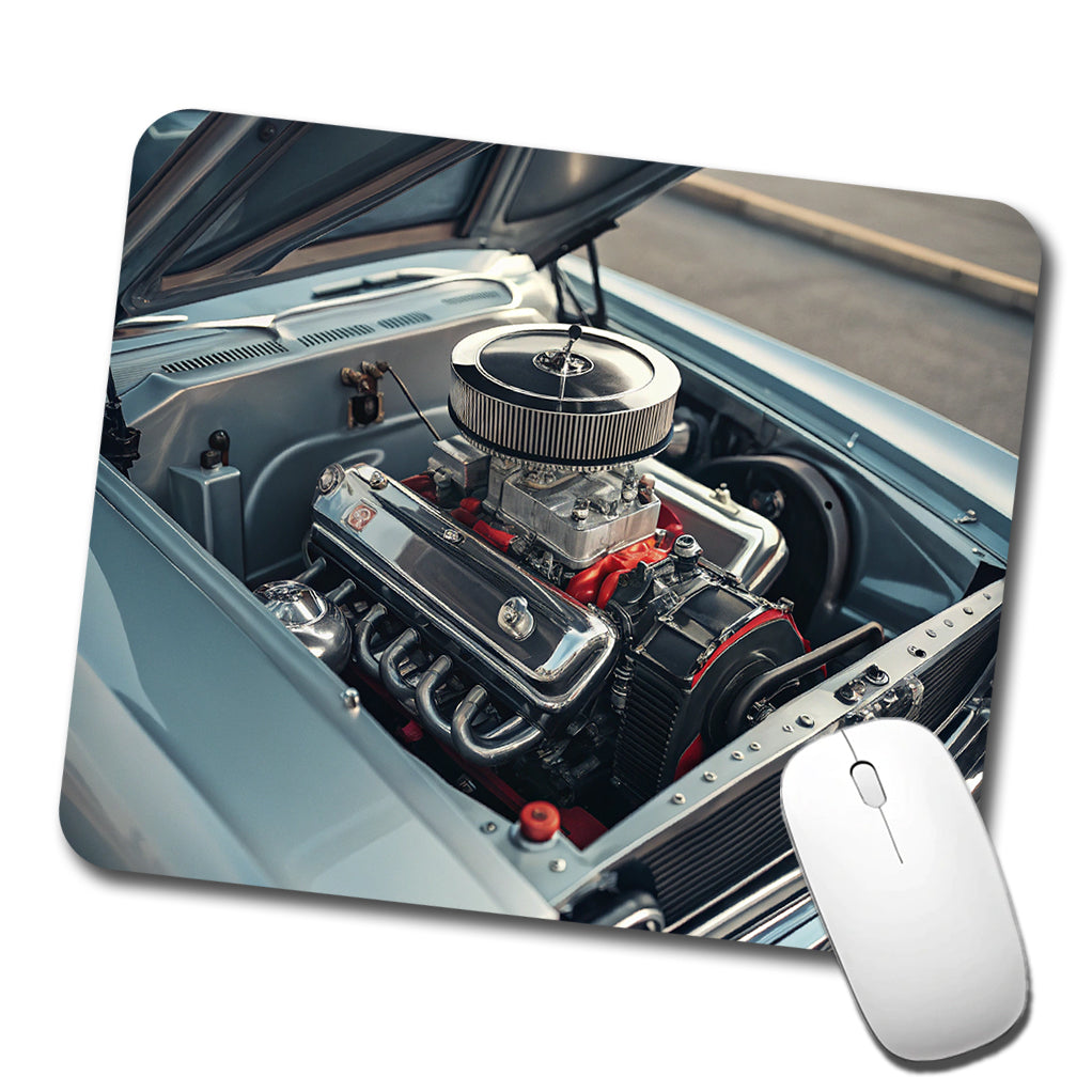 V8 Engine In Classic Muscle Car Low Profile Mouse Pad Mat