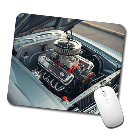 V8 Engine In Classic Muscle Car Low Profile Mouse Pad Mat