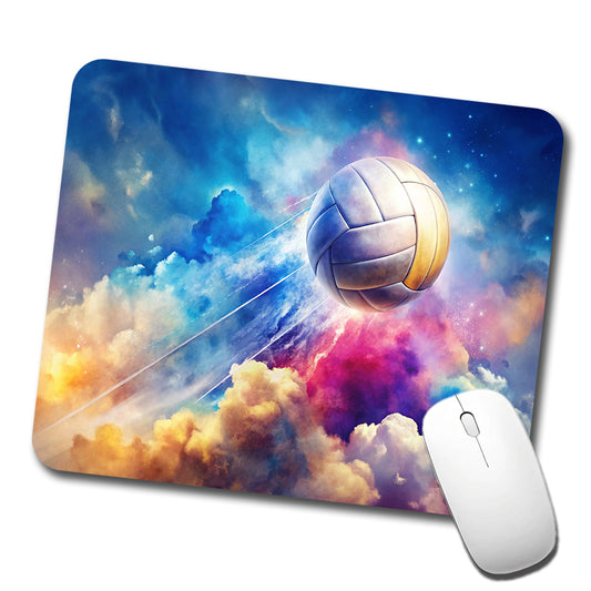Volleyball Ball Rocketing Through The Sky Watercolor Low Profile Mouse Pad Mat