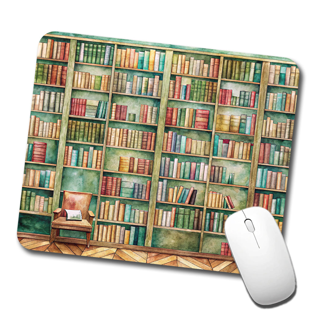 Books Bookshelves In Library Reading Reader Low Profile Mouse Pad Mat