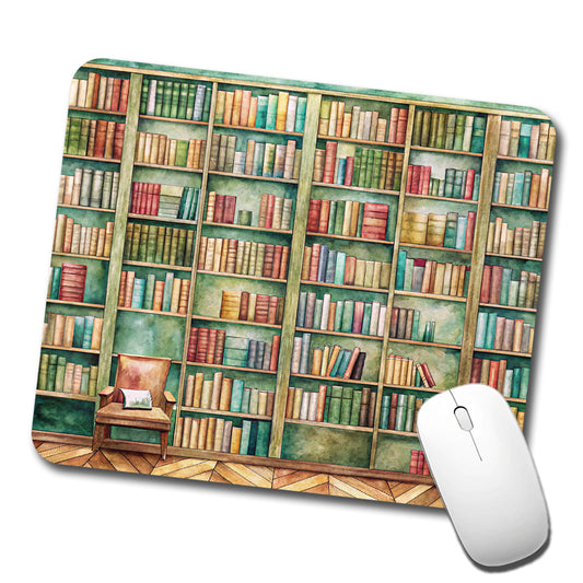 Books Bookshelves In Library Reading Reader Low Profile Mouse Pad Mat