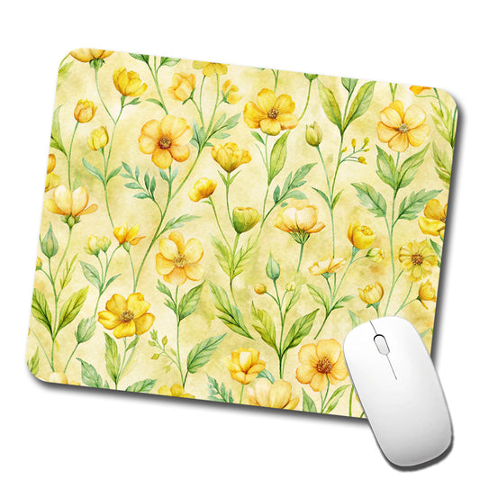 Buttercups Yellow Flowers Floral Low Profile Mouse Pad Mat