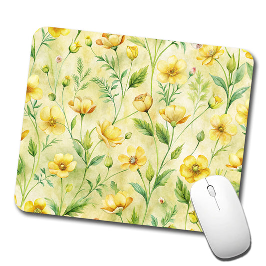Buttercups Yellow Flowers Low Profile Mouse Pad Mat