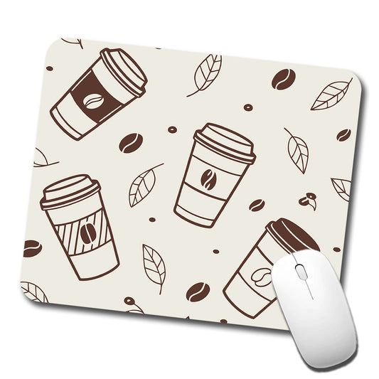 Coffee Cups Scattered Low Profile Mouse Pad Mat