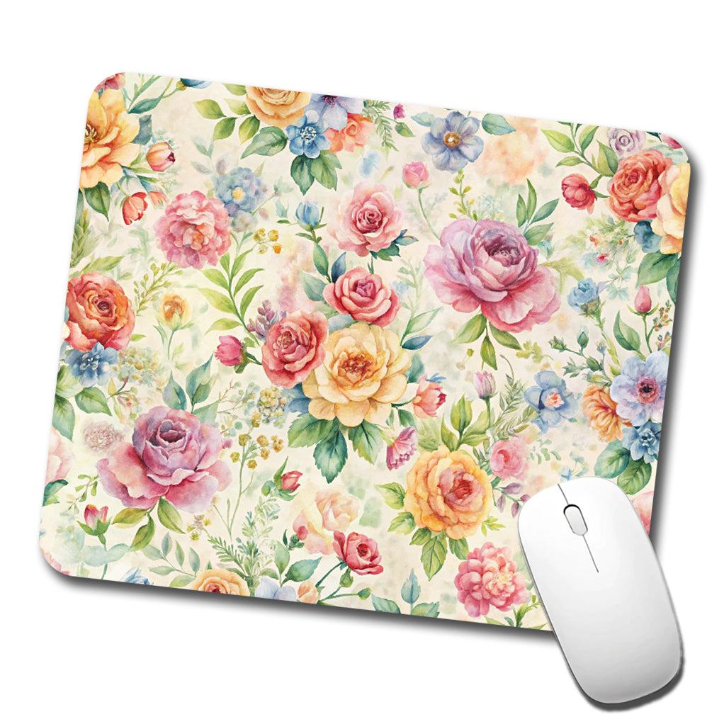Ditsy Floral Flowers Pattern Low Profile Mouse Pad Mat