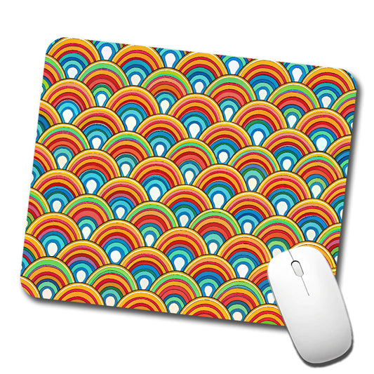 Retro Rainbow Pattern Low Profile Mouse Pad Mat