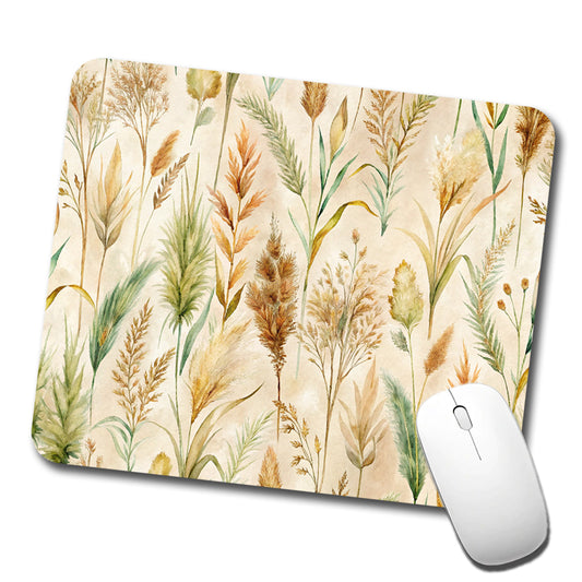 Wild Grasses Wheat Pattern Low Profile Mouse Pad Mat
