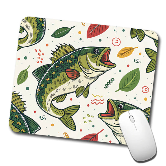 Bass Fish Fishing Cute Cartoon Low Profile Mouse Pad Mat