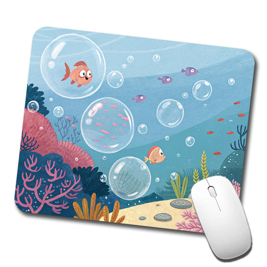 Bubbles Under Water Fish Low Profile Mouse Pad Mat