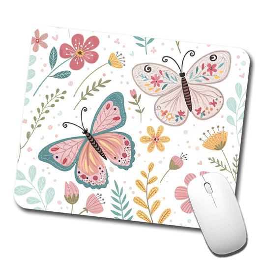 Cute Butterflies Pastel Low Profile Mouse Pad Mat