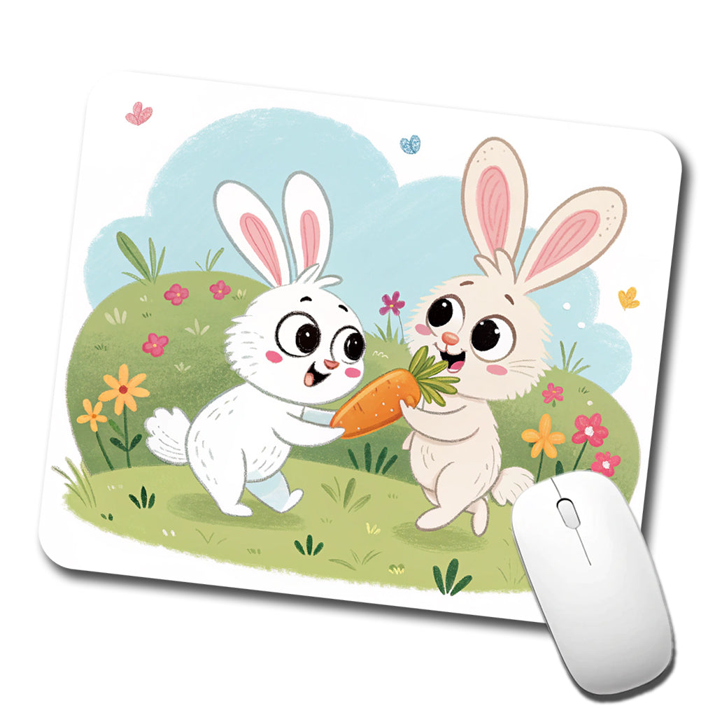 Cute Rabbits Bunnies Easter Low Profile Mouse Pad Mat