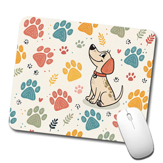 Dog Paw Prints Pastel Low Profile Mouse Pad Mat