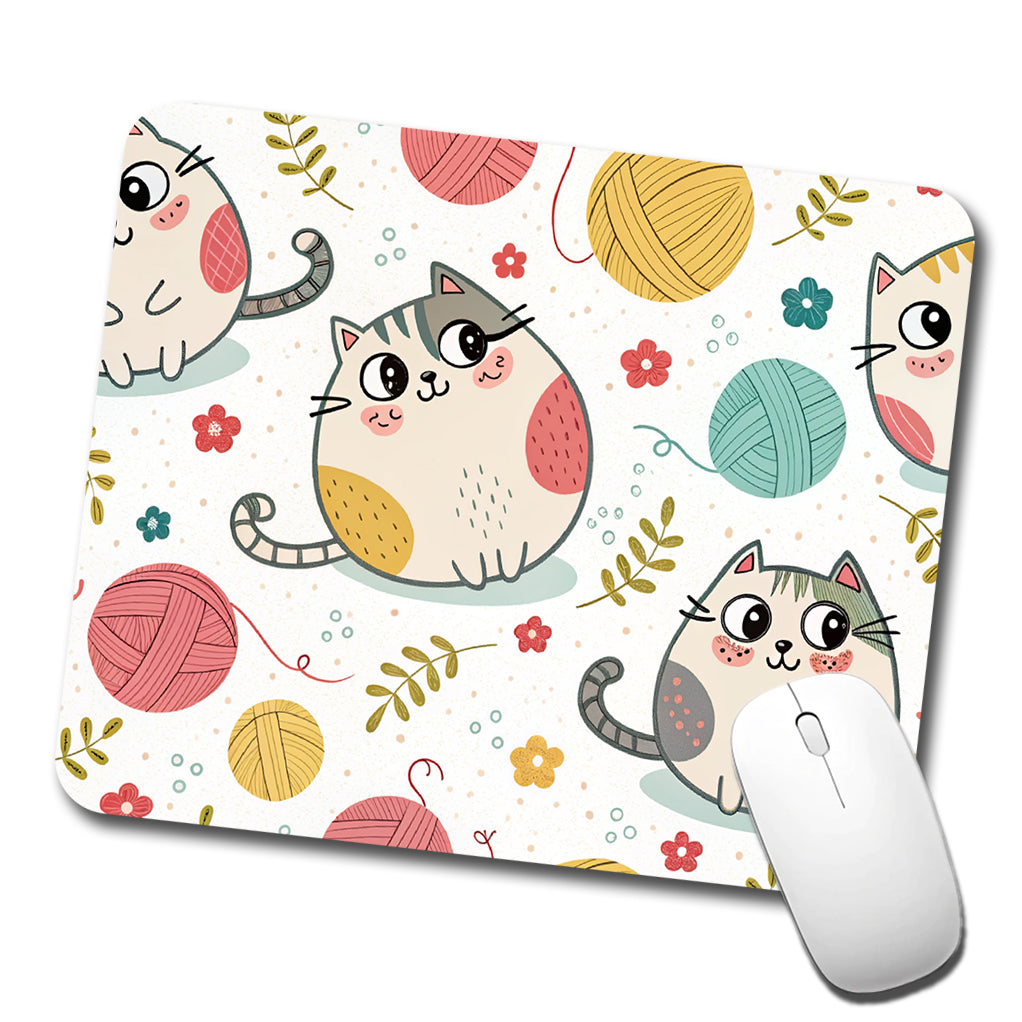 Fat Cats And Yarn Knitting Crochet Low Profile Mouse Pad Mat