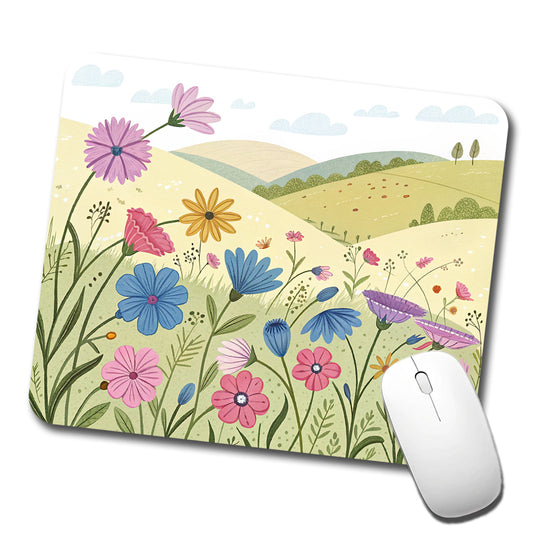 Field Of Corncockle Flowers Low Profile Mouse Pad Mat