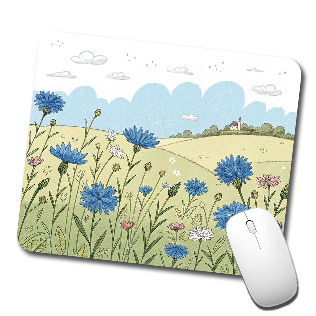 Field Of Cornflowers Flowers Low Profile Mouse Pad Mat