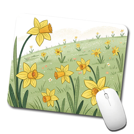 Field Of Daffodils Flowers Low Profile Mouse Pad Mat