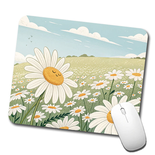 Field Of Daisies Daisy Flowers Low Profile Mouse Pad Mat