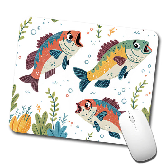 Fish Fishing Cute Cartoon Low Profile Mouse Pad Mat