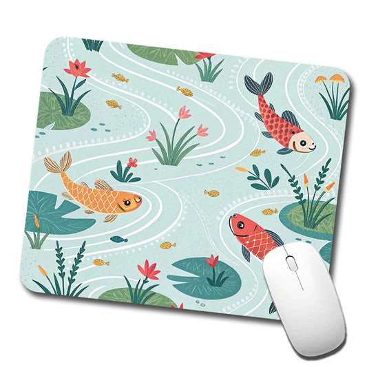 Fish Swimming In Pond Low Profile Mouse Pad Mat