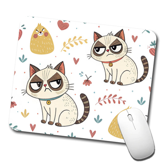 Grumpy Persian Kitties Cats Low Profile Mouse Pad Mat