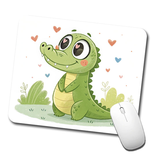 Kawaii Alligator Crocodile Love Hearts Low Profile Mouse Pad Mat