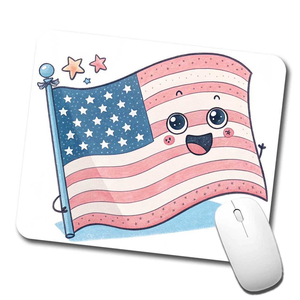 Kawaii American USA Flag Low Profile Mouse Pad Mat