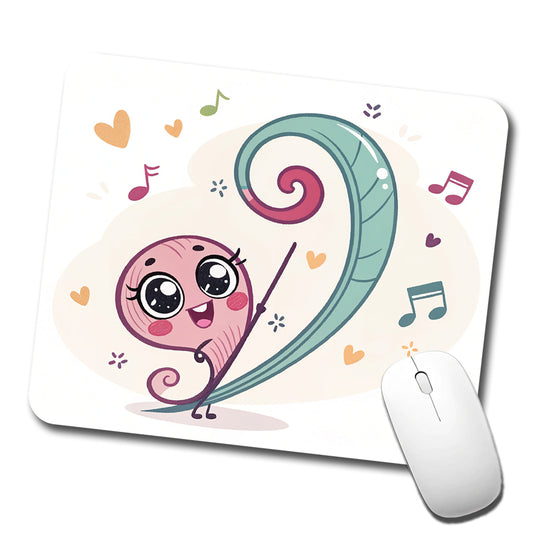 Kawaii Bass Clef Music Low Profile Mouse Pad Mat