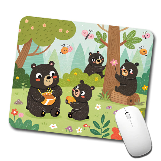 Kawaii Black Bears Low Profile Mouse Pad Mat