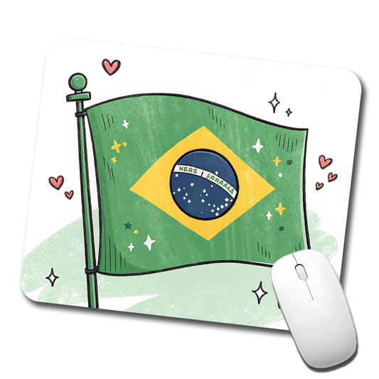 Kawaii Brazil Flag Low Profile Mouse Pad Mat