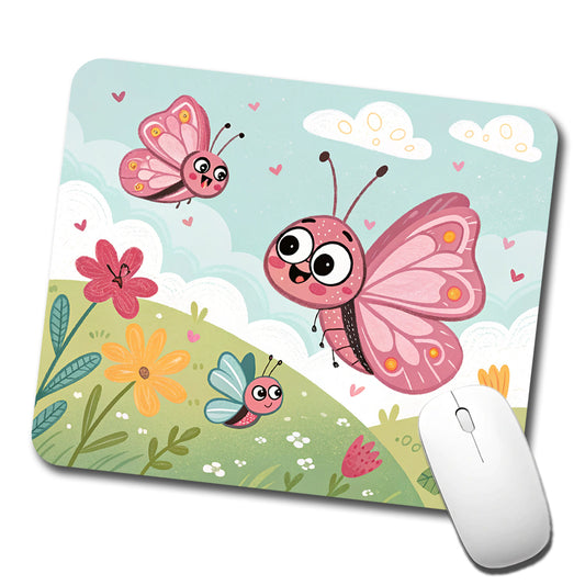 Kawaii Butterflies Low Profile Mouse Pad Mat