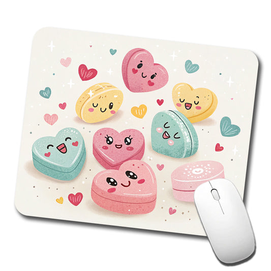 Kawaii Candies And Hearts Valentine's Day Low Profile Mouse Pad Mat