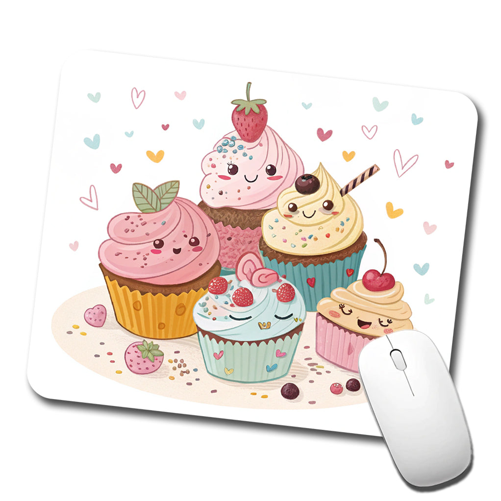 Kawaii Cupcakes Cute Low Profile Mouse Pad Mat