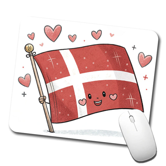 Kawaii Denmark Flag Low Profile Mouse Pad Mat