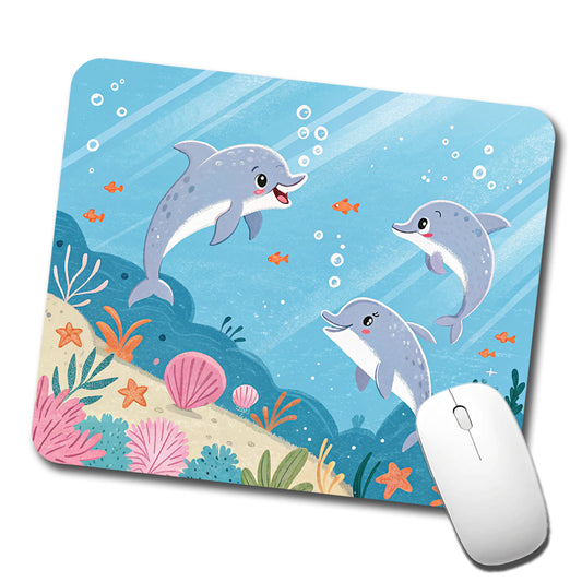 Kawaii Dolphins Low Profile Mouse Pad Mat