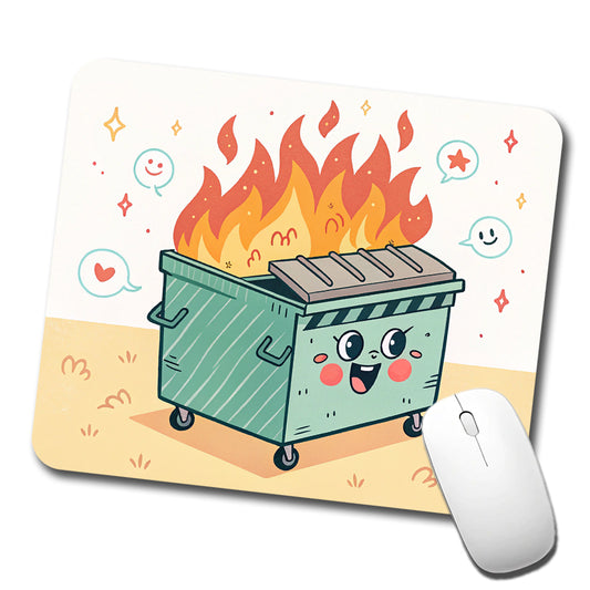 Kawaii Dumpster Fire Low Profile Mouse Pad Mat