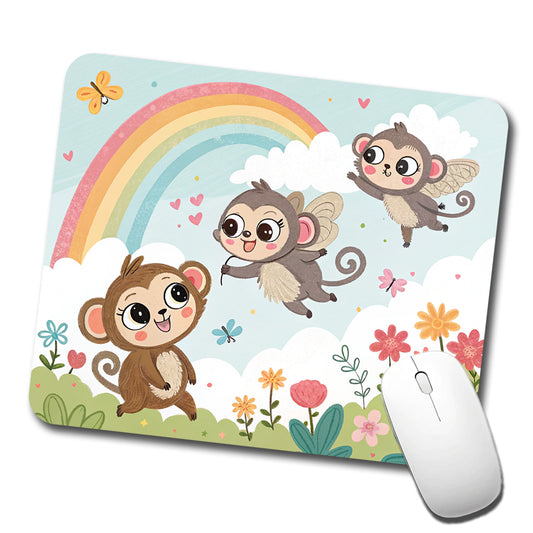 Kawaii Flying Monkeys Low Profile Mouse Pad Mat