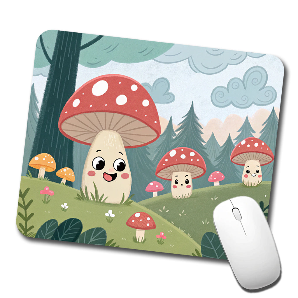 Kawaii Forest Mushrooms Low Profile Mouse Pad Mat