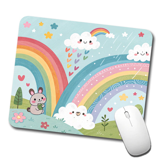 Kawaii Fun Rainbows Low Profile Mouse Pad Mat