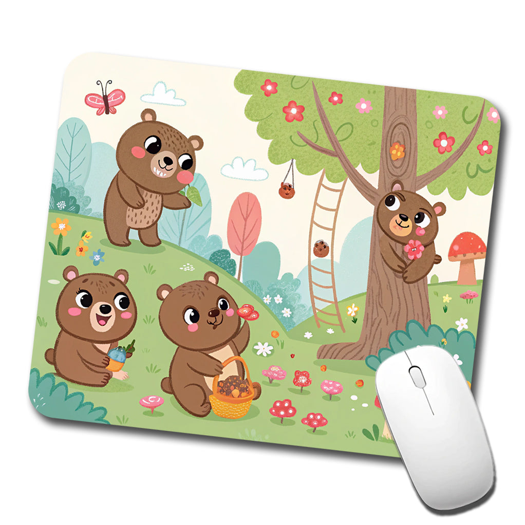 Kawaii Grizzly Bears Low Profile Mouse Pad Mat